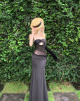 Rase le sol Sheer Panel Spliced Corset Maxi Dress - PINKPARKS