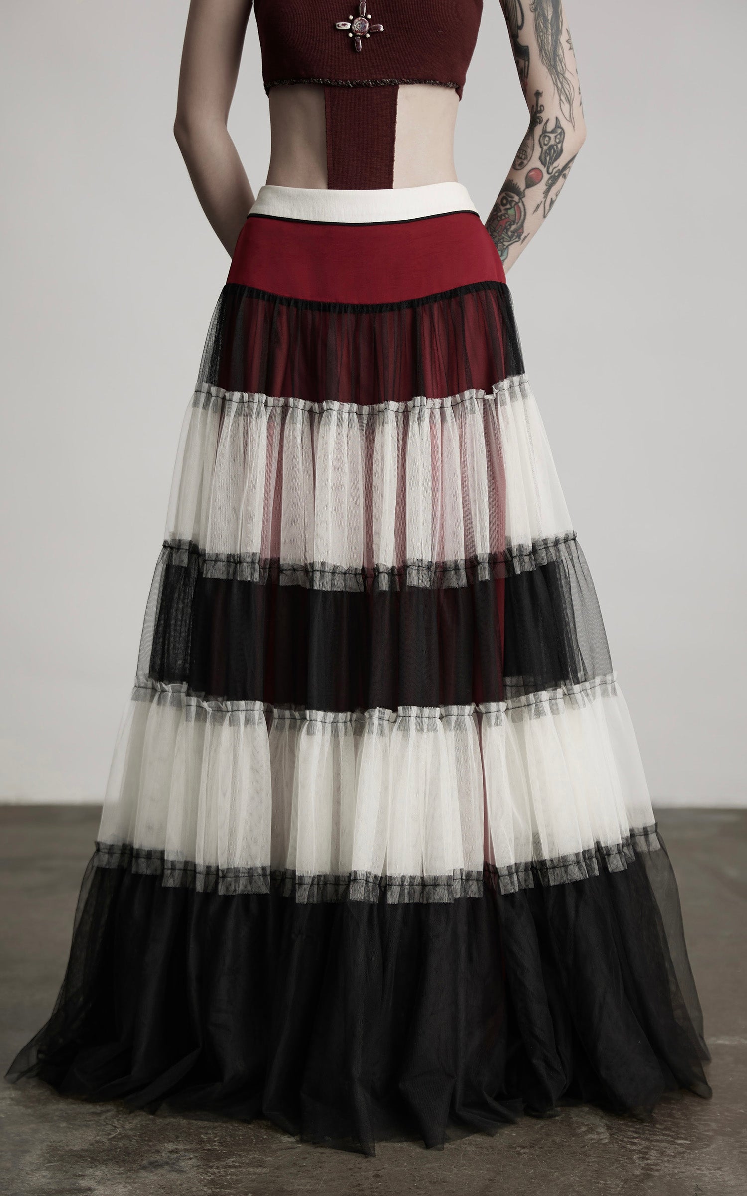 DOINDULGE Layered Tulle Maxi Skirt