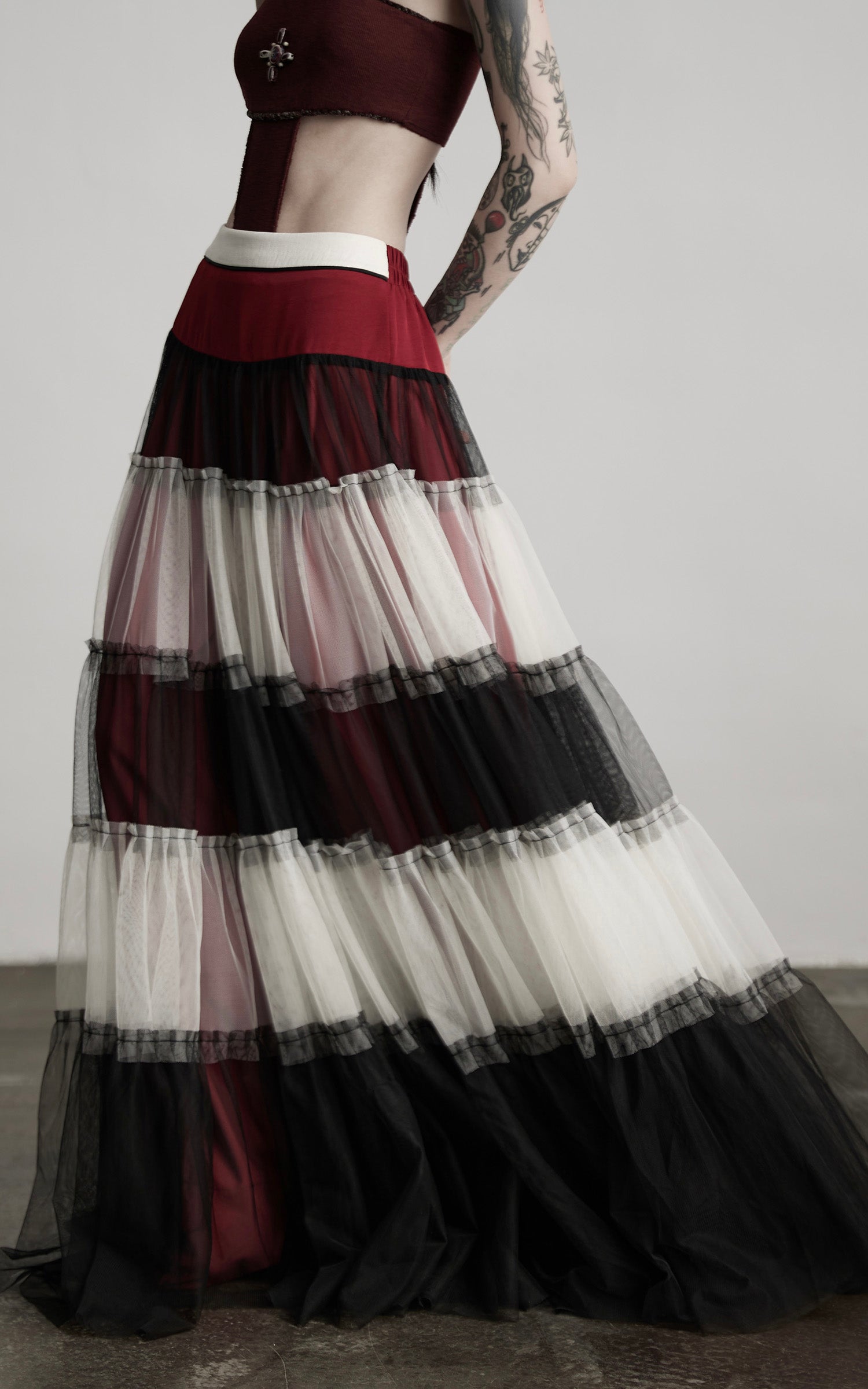 DOINDULGE Layered Tulle Maxi Skirt