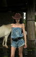 WARDEN EDGE Strapless Denim Utility Romper - PINKPARKS