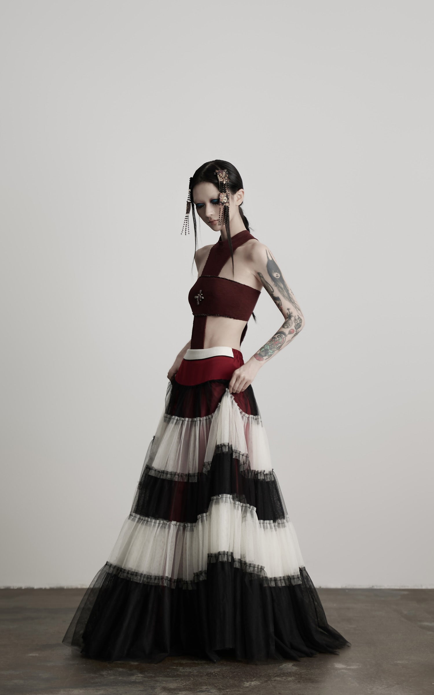 DOINDULGE Layered Tulle Maxi Skirt