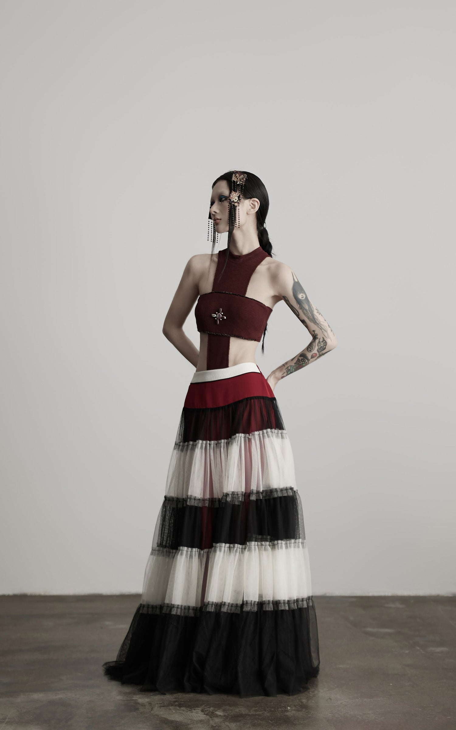 DOINDULGE Layered Tulle Maxi Skirt