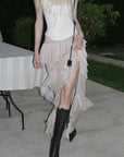 Rase le sol Ruffled Halter Sleeveless Knit Top in Soft Cream - PINKPARKS