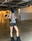 Rase le sol Multi-Pocket Utility Denim Shorts - PINKPARKS