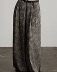 DOINDULGE Shadow Jacquard Wide Pants with Lace Waist and Beaded Trim