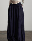 DOINDULGE Wide-Leg Pants with Contrast Waistband and Bead Detail