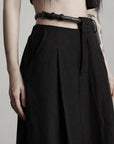 DOINDULGE Structured Wide-Leg Pants with Textured Detail and Sculpted Waistband