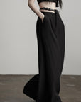 DOINDULGE Structured Wide-Leg Pants with Textured Detail and Sculpted Waistband