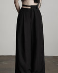 DOINDULGE Structured Wide-Leg Pants with Textured Detail and Sculpted Waistband