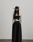 DOINDULGE Structured Wide-Leg Pants with Textured Detail and Sculpted Waistband