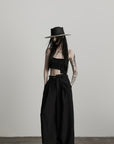 DOINDULGE Structured Wide-Leg Pants with Textured Detail and Sculpted Waistband