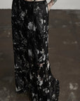 DOINDULGE Sheer Texture Shirt & Long Skirt Set with Abstract Shadow Print