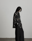 DOINDULGE Sheer Texture Shirt & Long Skirt Set with Abstract Shadow Print