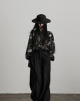 DOINDULGE Sheer Texture Shirt & Long Skirt Set with Abstract Shadow Print