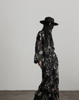 DOINDULGE Sheer Texture Shirt & Long Skirt Set with Abstract Shadow Print