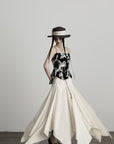 DOINDULGE Deconstructed Draped Jacquard Midi Skirt with Tulle Layering