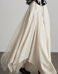 DOINDULGE Deconstructed Draped Jacquard Midi Skirt with Tulle Layering