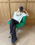 Rase le sol High-Waisted Stretch Flared Pants with Asymmetric Wrap Tie Detail - PINKPARKS