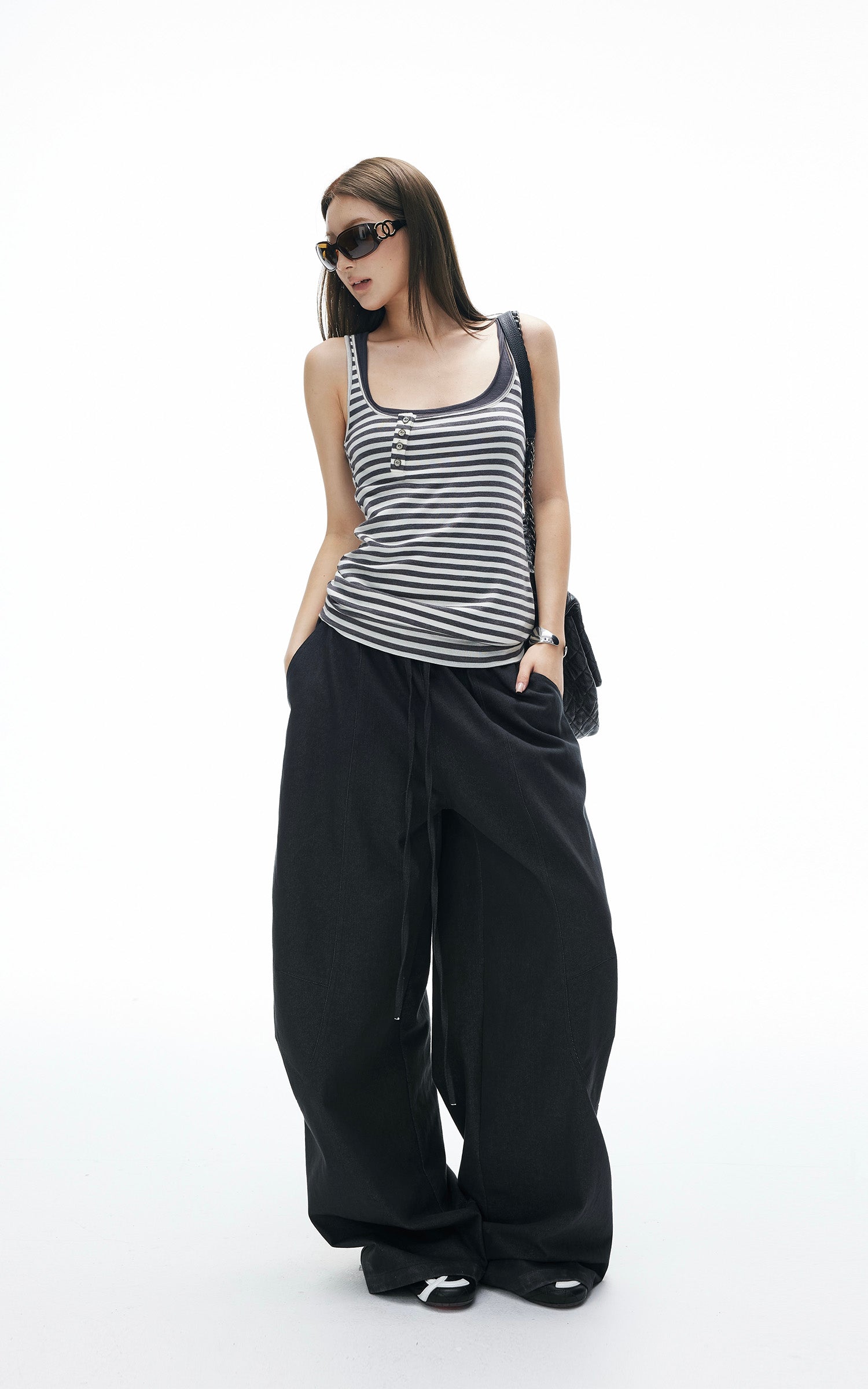 IAMXIAA Débardeur Henley à Rayures