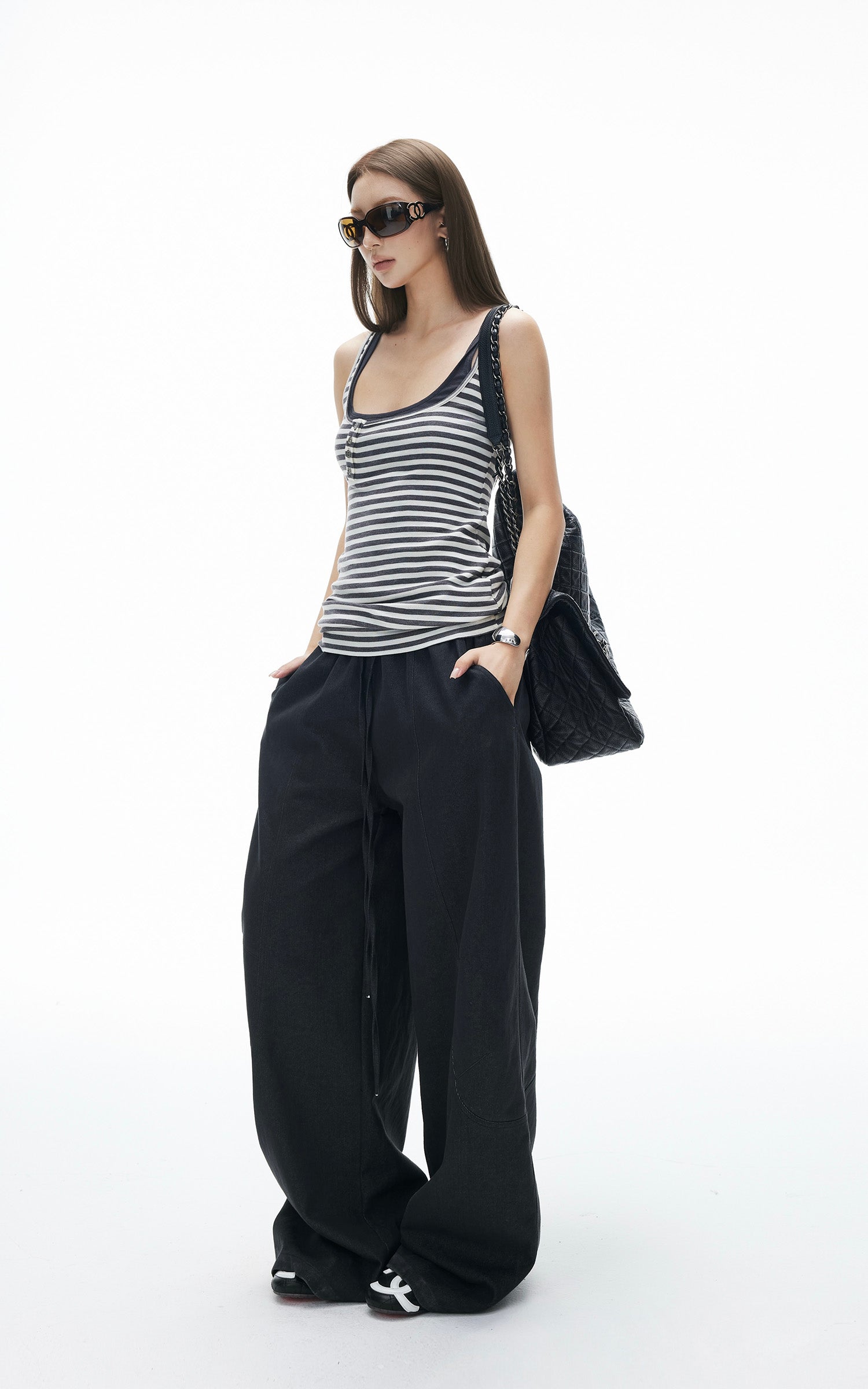 IAMXIAA Débardeur Henley à Rayures