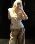 Rase le sol Ruched Waist Gothic Text Fitted T-Shirt - PINKPARKS