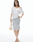 IAMXIAA Off-Shoulder Layered Effect Tee Short Sleeve Casual Loose Fit Top