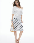 IAMXIAA Off-Shoulder Layered Effect Tee Short Sleeve Casual Loose Fit Top