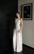 ROVENTE Embroidered Lace Halter Dress With Gathered Hem - PINKPARKS