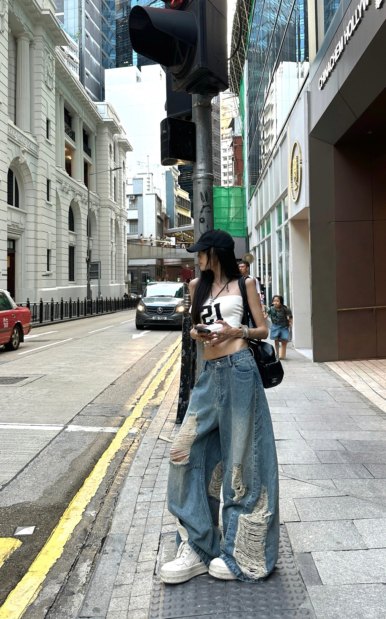 WARDEN EDGE Distressed Wide-Leg Denim Pants – PINKPARKS