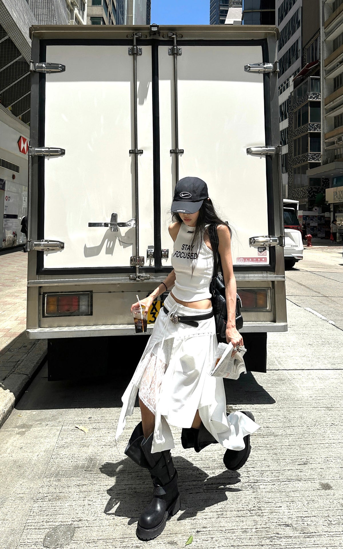 WARDEN EDGE Ribbed Racerback Tank Top with Contrast Lettering – PINKPARKS