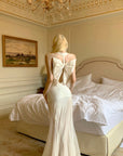Rase le sol Draped Halter Backless Gown with Oversized Bow - PINKPARKS