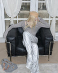 Rase le sol Draped Slouchy Glossed Pants - PINKPARKS