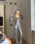 Rase le sol Draped Slouchy Glossed Pants - PINKPARKS
