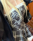 Rase le sol Strapless Sculpted Dress with Check Pattern and Tiered Lace - PINKPARKS