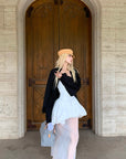 Rase le sol Strapless Peplum Sheer Layered Midi Dress Set with Bubble Shorts - PINKPARKS