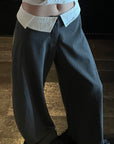 Rase le sol Deconstructed Collar Pinstripe Wide-Leg Trousers - PINKPARKS