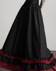 DOINDULGE Flared Skirt with Layered Frill Draping and Contrast Underskirt