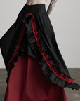 DOINDULGE Flared Skirt with Layered Frill Draping and Contrast Underskirt