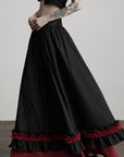 DOINDULGE Flared Skirt with Layered Frill Draping and Contrast Underskirt
