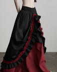 DOINDULGE Flared Skirt with Layered Frill Draping and Contrast Underskirt