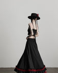 DOINDULGE Flared Skirt with Layered Frill Draping and Contrast Underskirt