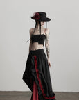 DOINDULGE Flared Skirt with Layered Frill Draping and Contrast Underskirt