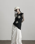 DOINDULGE Asymmetric Draped Skirt with Side Button Detail and Textured Cotton Layers
