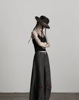 DOINDULGE Structural Wide Leg Trousers with Hidden Contrast Detail