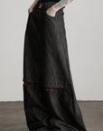 DOINDULGE Structural Wide Leg Trousers with Hidden Contrast Detail