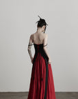 DOINDULGE Braided Strap Crushed Panel Maxi Dress with Lace-Up Back