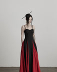 DOINDULGE Braided Strap Crushed Panel Maxi Dress with Lace-Up Back