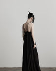 DOINDULGE Black Embroidered Beaded Maxi Dress
