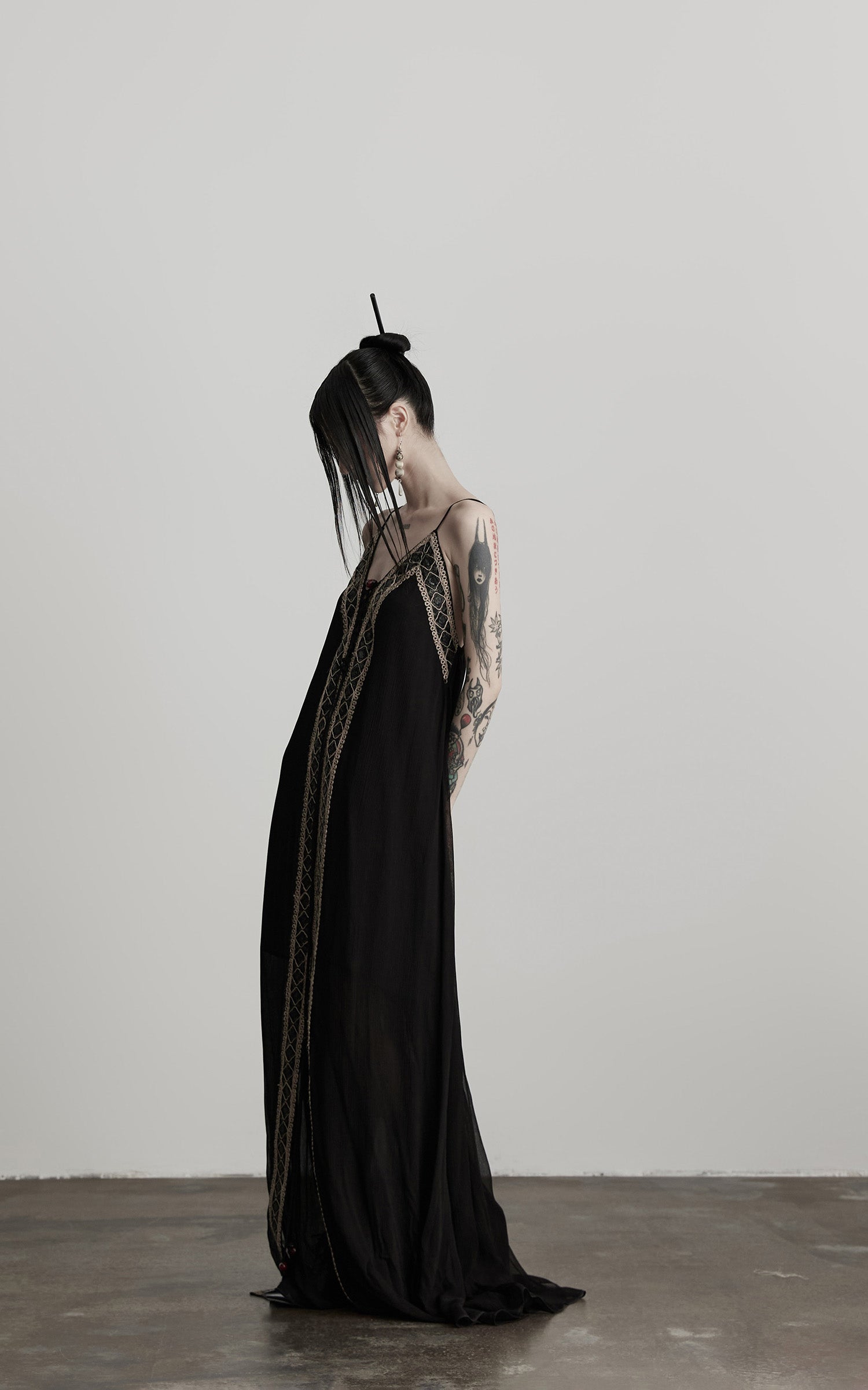 DOINDULGE Black Embroidered Beaded Maxi Dress