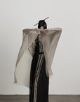 DOINDULGE Sheer Drape Long Cardigan with Bead Tie Detail